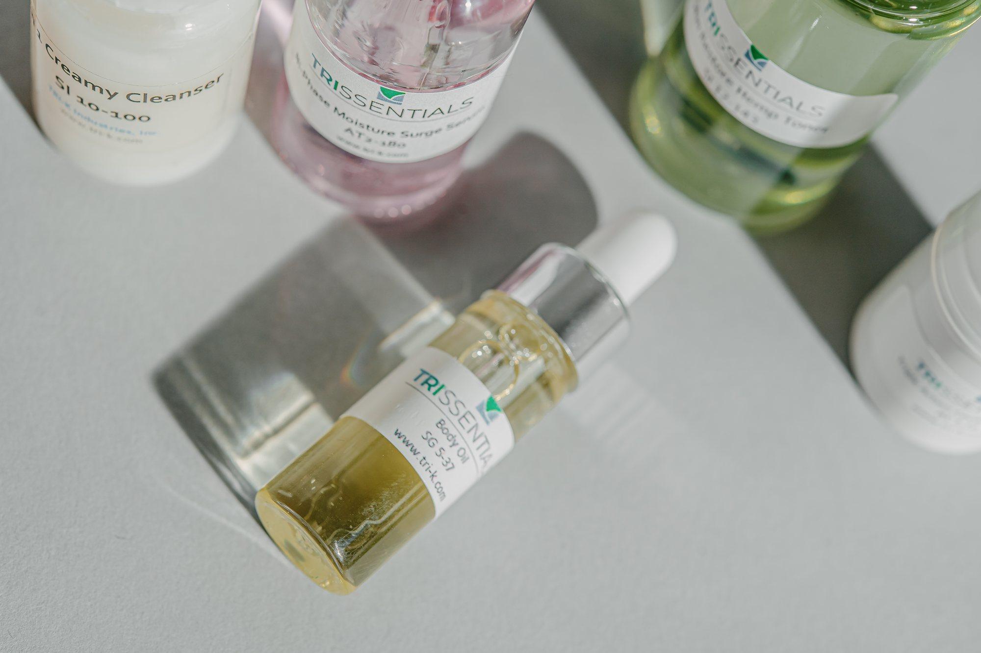 TRI·K product photography: serums and cleansers